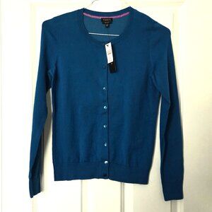 Talbots Teal Pima Cotton Long Sleeve Cardigan